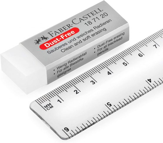 Faber-Castell Dust-Free Comfort Edge Eraser Rubbers - White - Pack of 5 - Image 3