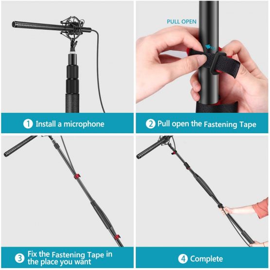 Neewer NW-7000 Microphone Boom Arm, 3-Section Extendable Handheld Mic Arm with 1/4” to 3/8” Threads, 3ft to 8ft Adjustable Length - Image 4