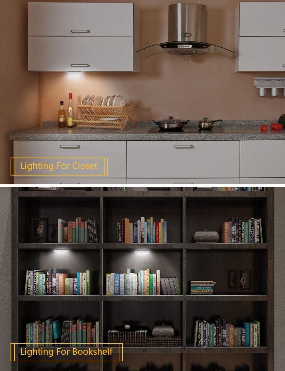 Dream Master Tap Light Push Lights Mini Night Touch Light LED Puck Lights Under Cabinet Lighting Battery Operated Powered DIY Stick On Lights Wireless Closet Counter Kitchen (YL-9QVJ-CNVW) - Image 4