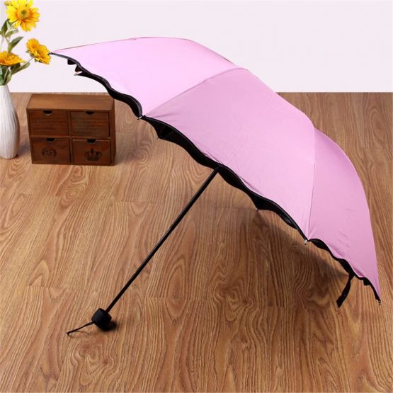 Sun Umbrella for Women Ladies Pink Parasol Folding Umbrellas UV Protection Lightweight Parasol in Summer(Princess Pink) - Image 3