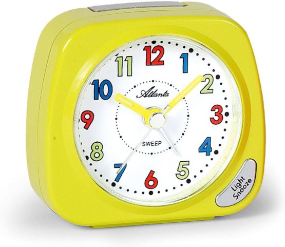 Atlanta Children's Alarm Clock Yellow for Boys Girls Analogue Quartz - 1936-2
