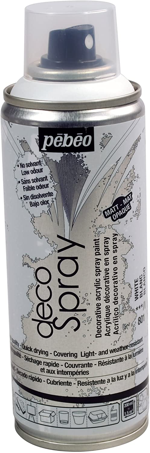 PEBEO 93801 200ml Decospray, Acrylic, White, 16.5 x 5.2 x 5.2 cm, 200 ml (Pack of 1)