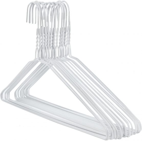 HANGERWORLD 50 Metal 41cm 13 Gauge White Wire Remat Clothes Garment Trouser Bar Hangers.