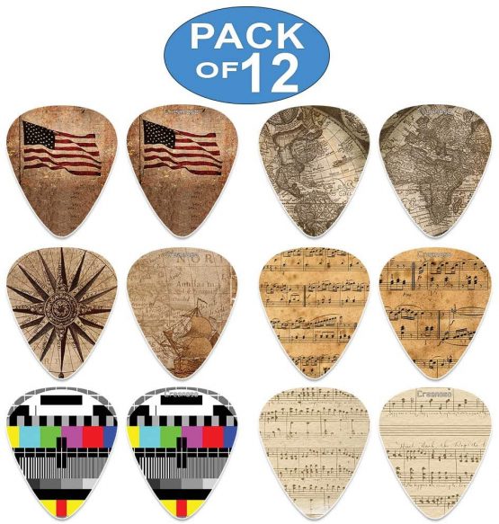 Creanoso Vintage Guitar Picks (12-Pack) - Premium Music Gifts & Guitar Accessories for Husband Dad Boys Son Men Him Boyfriend Musician Gift – Medium Gauge Celluloid – Best Dad Gifts - Image 2