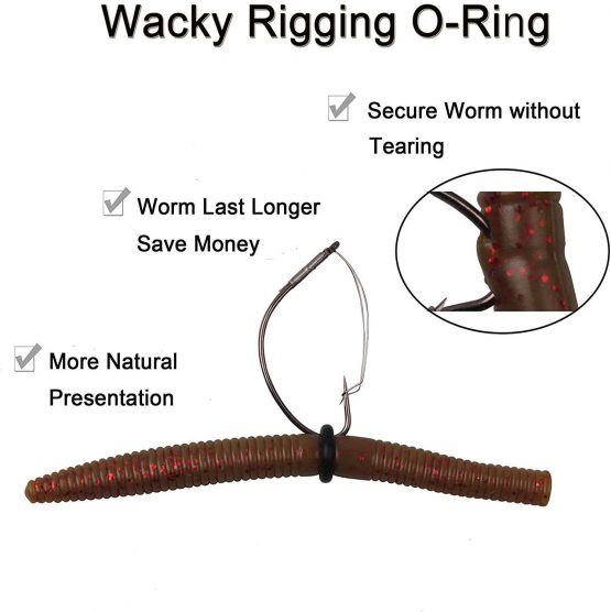 SHADDOCK Wacky Rig Worm Hook Kit, 163pcs/box Senko Baits Weedless Wacky Hooks O-Rings Fishing Hooks Wacky Tool Kit for Artificial Soft Stick Baits - Image 2
