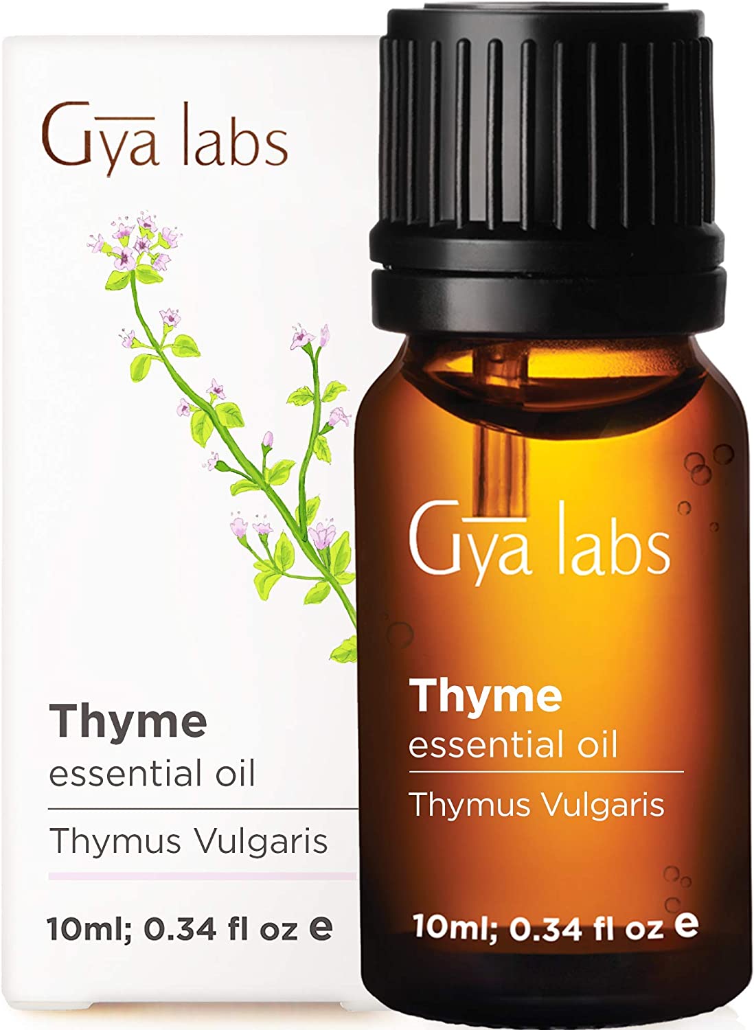 Gya Labs Thyme Essential Oil for Hair - Thyme Oil for Skin - Thyme Essential Oil for Diffuser & Candle Making (10ml)