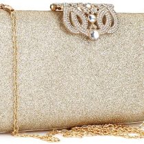 Womens Glitter Clutch Bag Evening Party Chain Shoulder Bag Shimmer Wedding Prom Handbag Purse