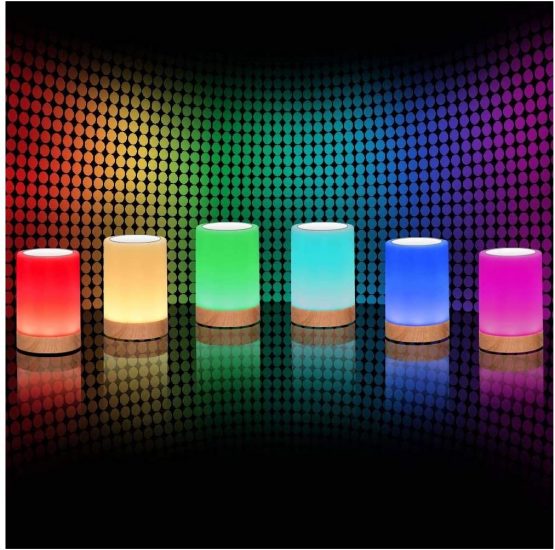 Caxmtu LED Night Light Touch Lamp Bedside Table Lamp for Kids Bedroom Rechargeable Dimmable Warm White Light + RGB Color Changing - Image 2
