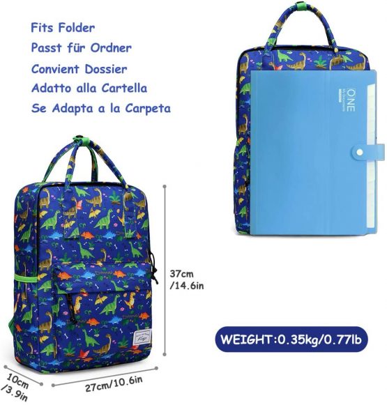 Children's Backpack for Kids, Kasgo Cute Primary Schoolbag Book Bag School Backpack Toddler Rucksack for Boys Girls Lightweight Kindergarten Preschool Daypack with Chest Strap in Dinosaur - Image 3