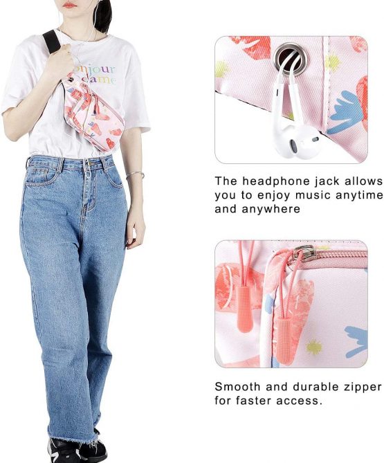 HAWEE Sport Waist Bag Fanny Pack Unisex Lightweight Bum Bag Waist Pack Fanny Bag Multicolor Running Pouch with Adjustable Belt and Headphone Jack for Men Women Outdoor Travel Hiking Jogging Cycling - Image 4