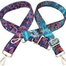 Bag Strap Replacement, INTVN Vintage Purse Strap Replacement, Jacquard Woven Embroidered Guitar Strap Styled Shoulder Crossbody Strap Adjustable Bag Strap for Tote and Messenger Bags, 2 Pieces