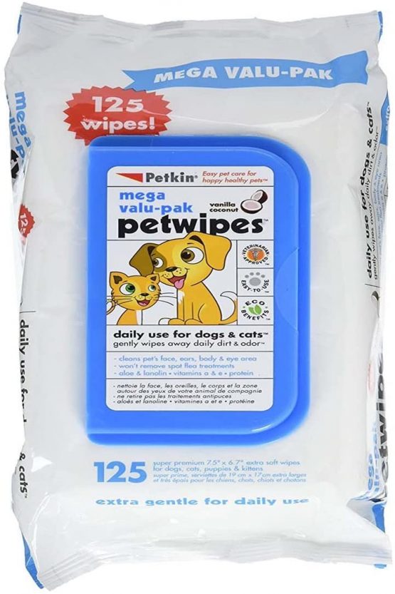 Petkin Mega Valu Pet Wipes, Pack of 125