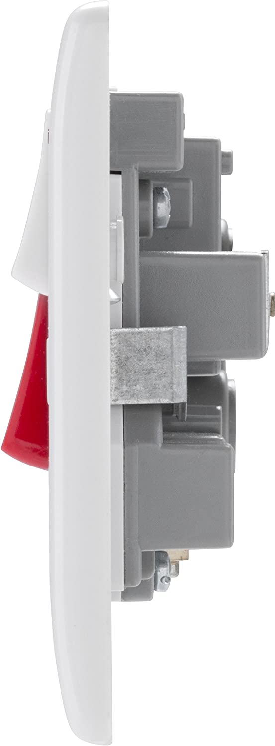 Nexus 45A Connection Unit, White Moulded, Neon Double Pole Cooker Control Unit with Single Socket - Image 3