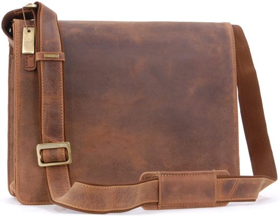 Visconti Leather Messenger Bag Workplace 18548 Harvard - Oil Tan(Size:L)