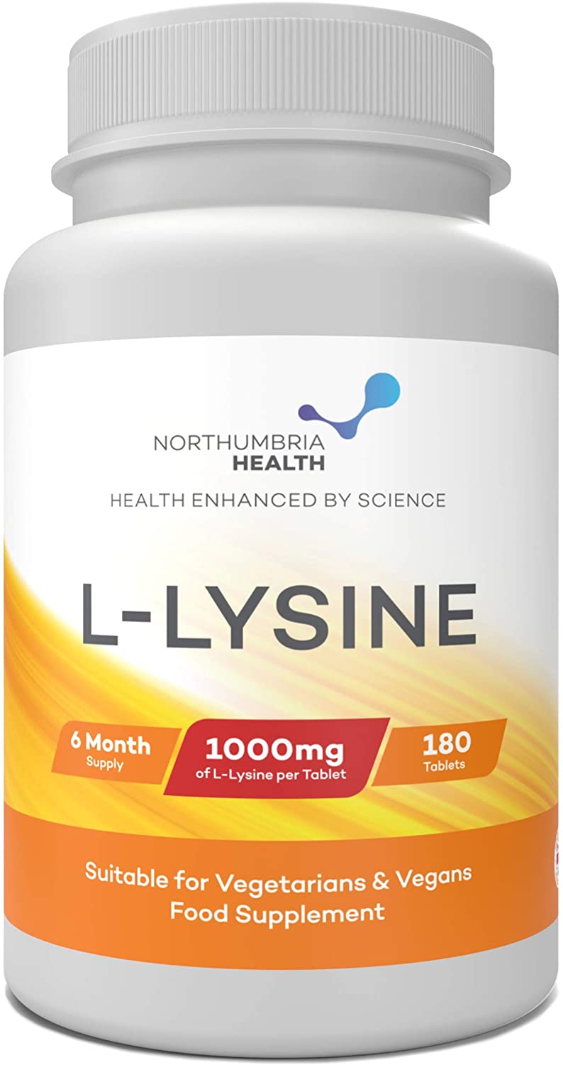 L-Lysine 1000mg High Strength Tablets - 180 Vegan Tablets (6 Month Supply), 180 count (Pack of 1)