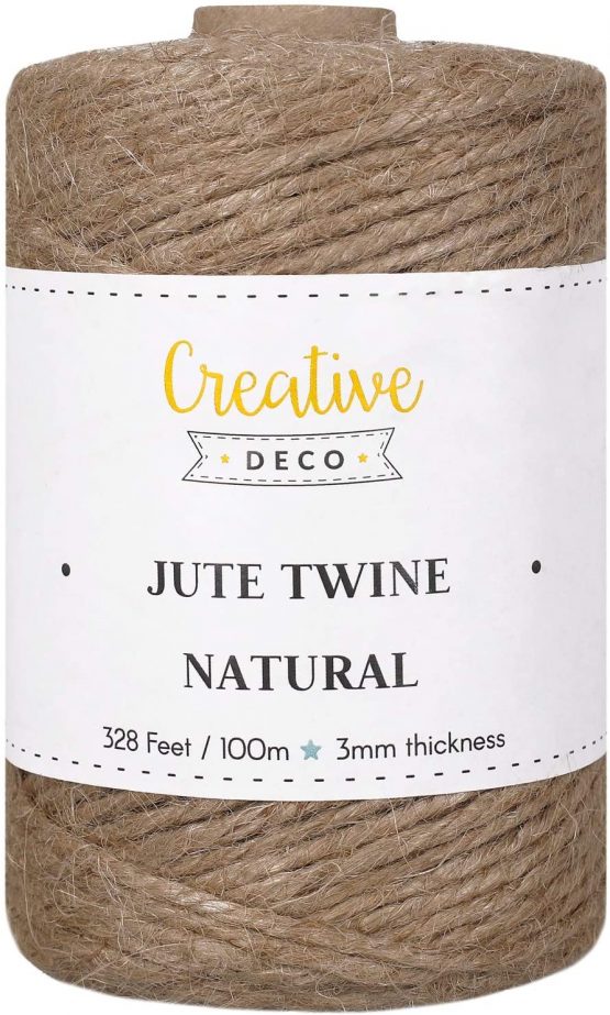 Creative Deco 328 Feet Jute Twine Rope String Natural Brown | 100 m Garden String Roll | 2-3 mm Thickness 3 Ply | Perfect Cord for Cat Arts and Crafts DIY Decoration Gift Wrapping | Thick & Strong