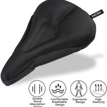 Zacro Gel Bike Seat Cover - Extra Soft Gel Bicycle Seat Cover - Bike Saddle Cushion with Water & Dust Resistant Cover with Reflective Strips