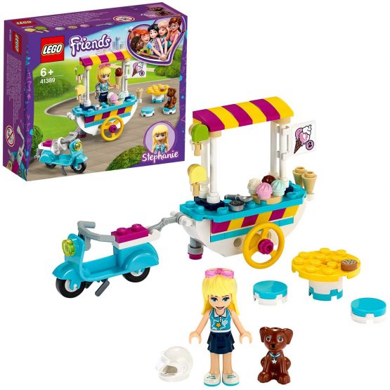 LEGO 41389 Friends Ice Cream Cart Playset with Stephanie, Scooter and Dash the Dog Figure, for Kids 6+ Years old