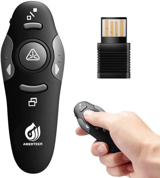 AMERTEER Wireless Presenter, 2.4GHz Powerpoint Presentation Remote Control Laser Pointer Office PowerPoint PPT Remote Control Clicker Presenter Flip Pen - Image 4