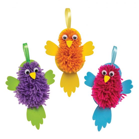 Baker Ross AW302 Spring Themed Bird Pom Pom Kits (Pack of 3) For Kids to Make and Display - Image 3