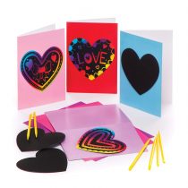 Baker Ross AW163 Heart Scratch Art Greeting Cards - Pack of 6, For Kids to Make, personalize and Gift For Mother’s Day/Valentine’s Day