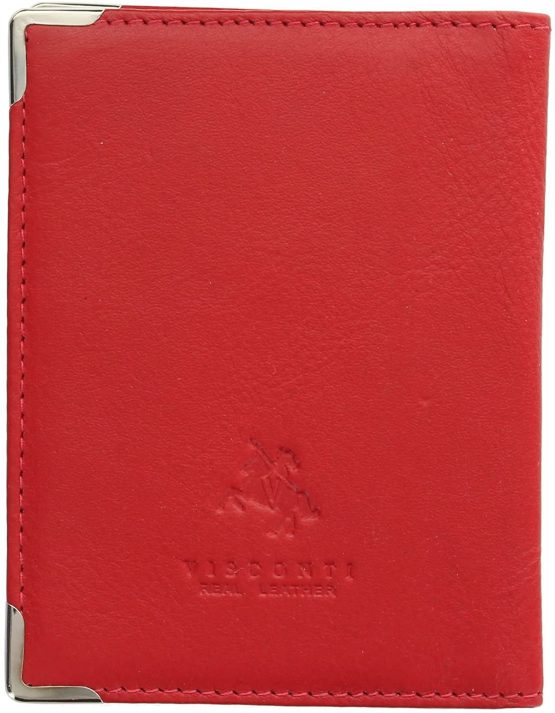 Visconti Leather Oyster Card/Travel Pass Holder with Metal Corner Protectors TC5 Red - Image 3