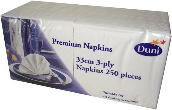 Duni Napkins, White, 33cm