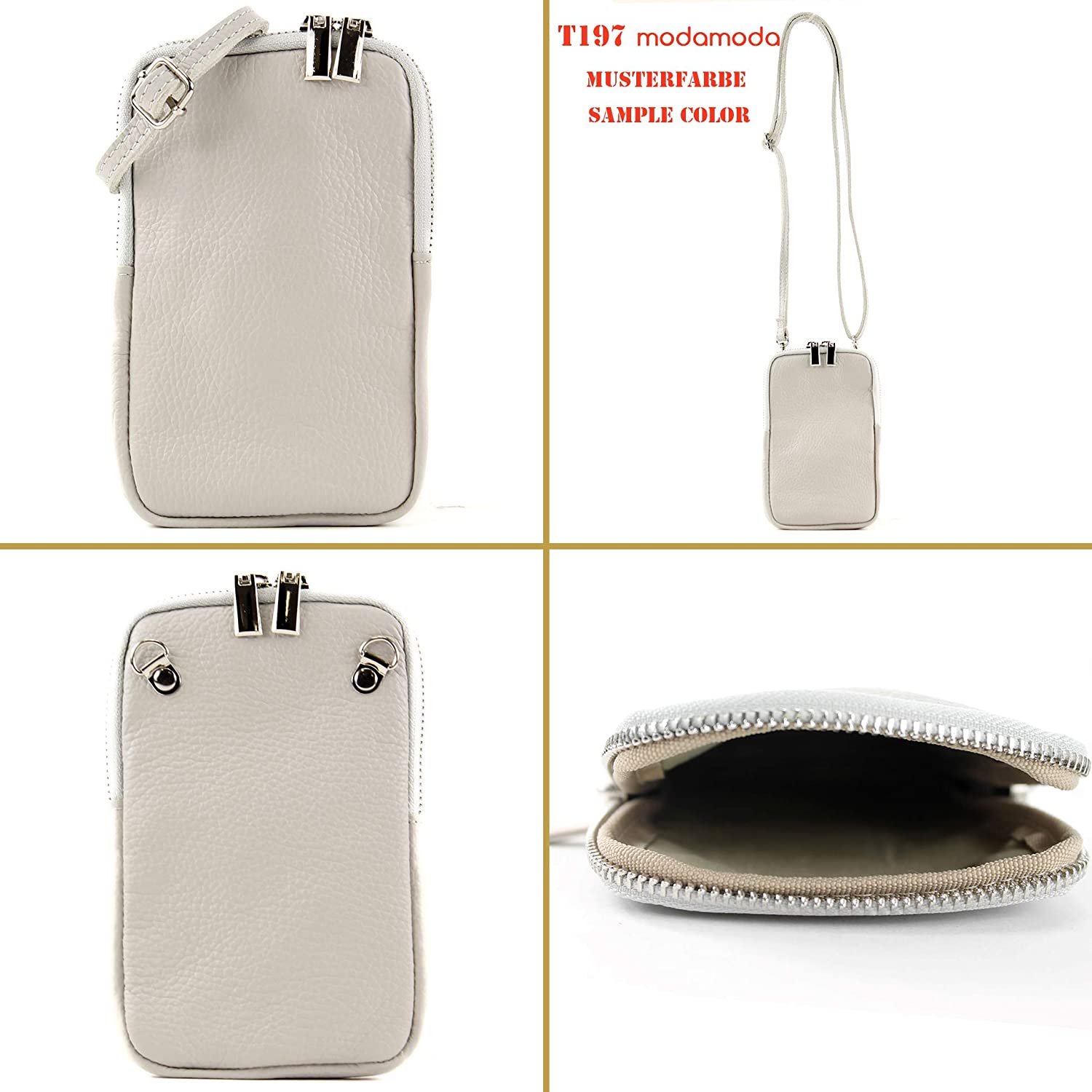 modamoda de - T197 - ital. Leder Umhänge- / Handytasche Klein, Colour:Pastellgelb, Pastel Yellow, XS - Image 2