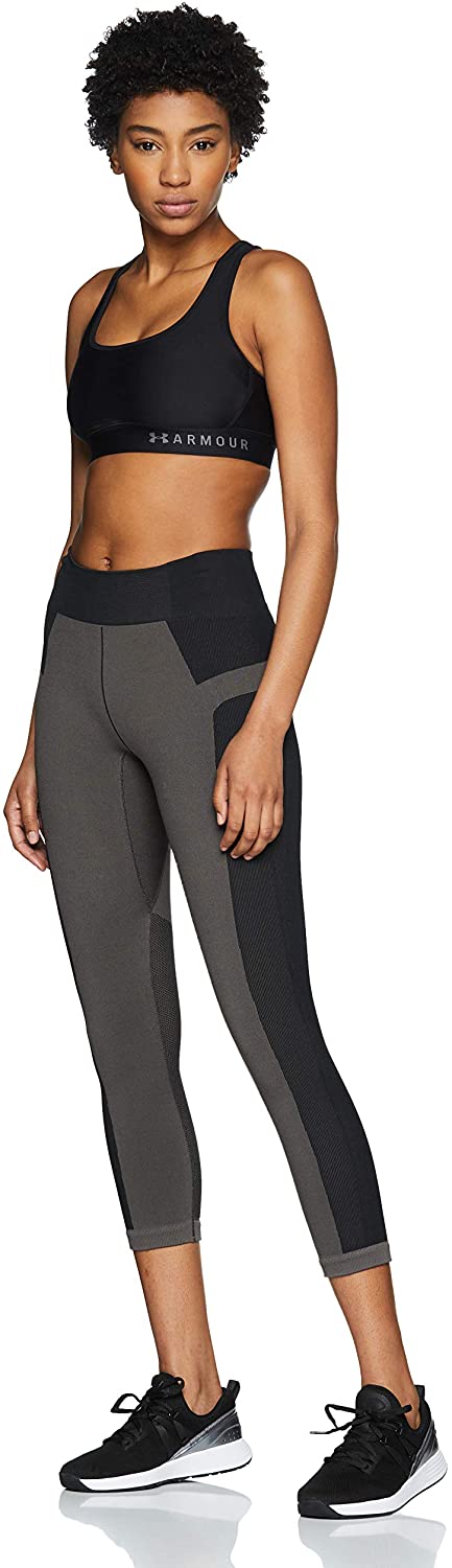 Under Armour Vanish Seamless Women's Crop Tights - Small, Charcoal / Black / Metallic Silver (019) - Image 3