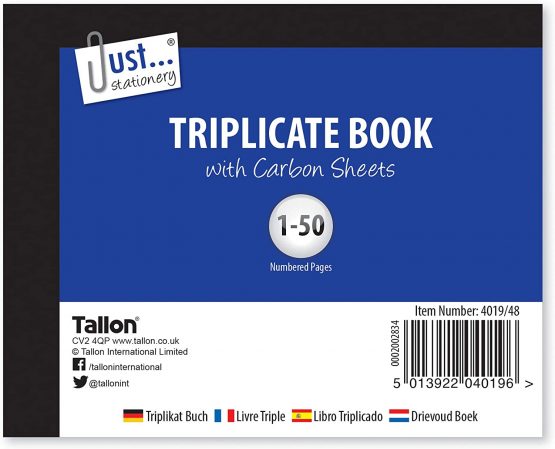Just stationery Half Size Triplicate Book Notebook, Multi, 1-Pack, 4019