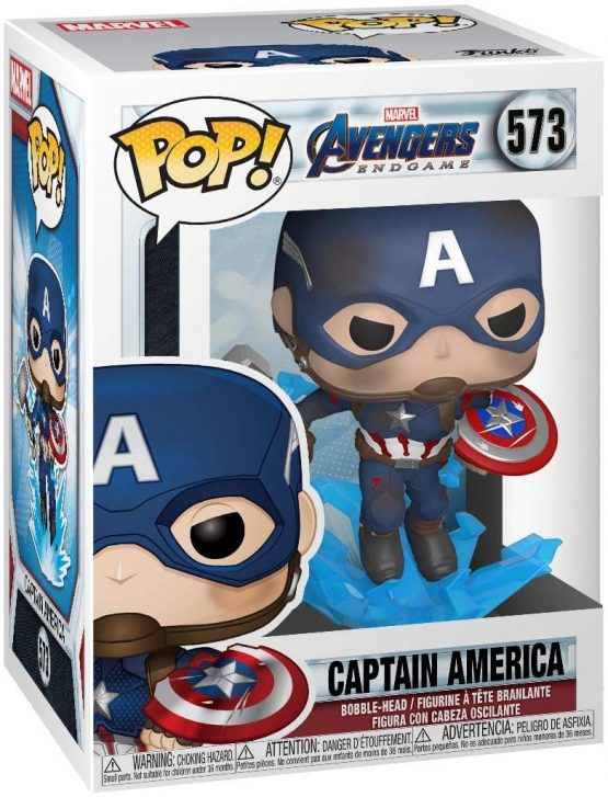 Funko 45137 POP Marvel: Endgame- Captain America w/BrokenShield & Mjolnir Avengers Capt A w/BrokenShield&Mjolnir Collectible Toy, Multicolour - Image 2