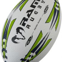 Rugby Ball - Ram Rugby - Micro Rugby Trainer Ball - Size 2.5 - Perfect Starter Ball - Suitable For Children - Ages 3-5 - Lime Green/Navy