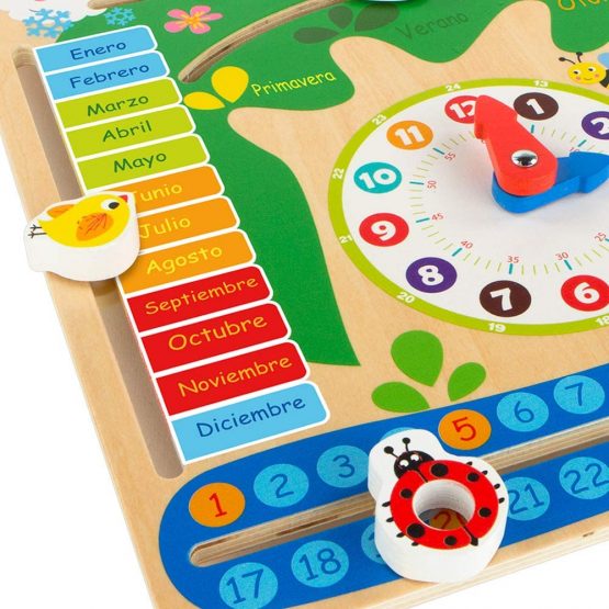 WOOMAX Natural Wood Educational Calendar Clock (ColorBaby 43896) - Image 3
