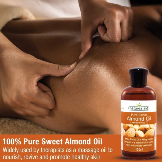 Natures Aid Almond Oil, Pure, Sweet Almond Oil, Massage Oil, Suited to Dry, Sensitive Skin, 150ml - Image 2