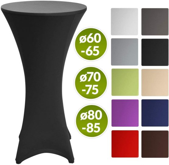 Beautissu Stretch Cover Stella Spandex Poseur Table Cocktail Tablecloth Ø 80-85 cm Event Decoration - Black