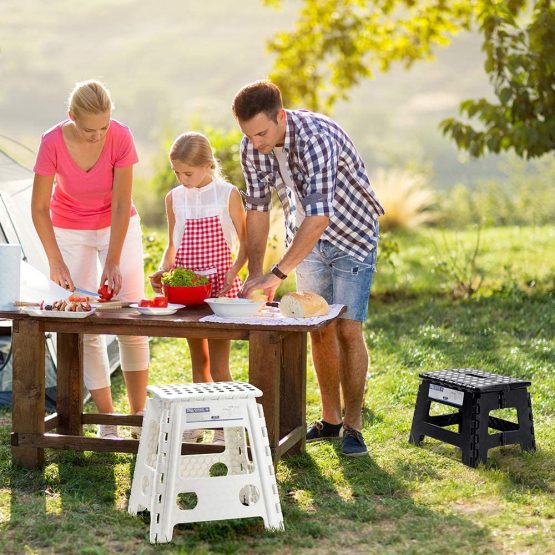 HOUSE DAY Folding Step Stool - 16 inch Height Premium Heavy Duty Foldable Stool for Adults, Kitchen Garden Bathroom Stepping Stool White (1 Pack) - Image 3