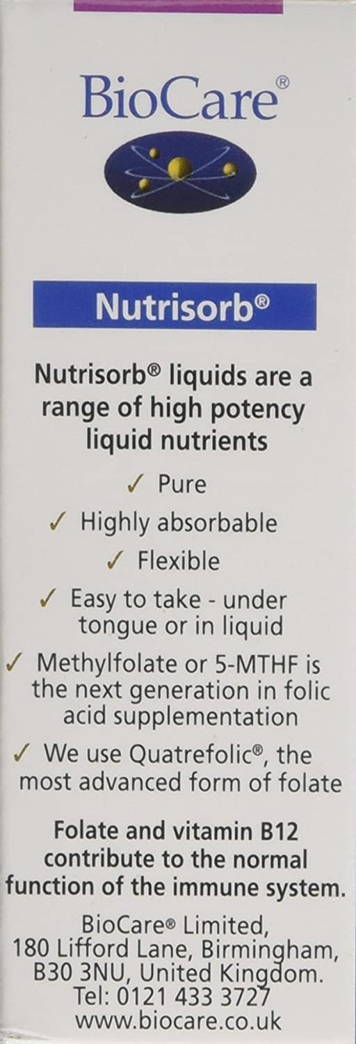 BioCare Nutrisorb Methyl FolGuard - High Potency Liquid Folate & Vitamin B12 - for Energy Pregnancy and Immune Support - 15ml - Image 3