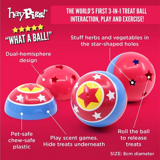HAYPIGS Circus themed TREAT BALL - 3-in-1 Enrichment Toy - Rabbit Toys - Hamster Toys - Guinea Pig Toys - Small Animal Boredom Breaker - Image 3