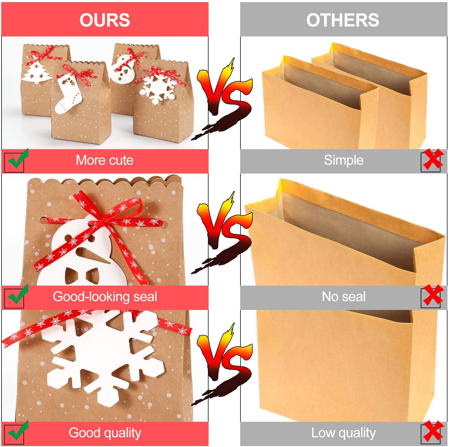 MonQi 30pcs Kraft Paper Christmas Candy Box Gift Box - Image 3