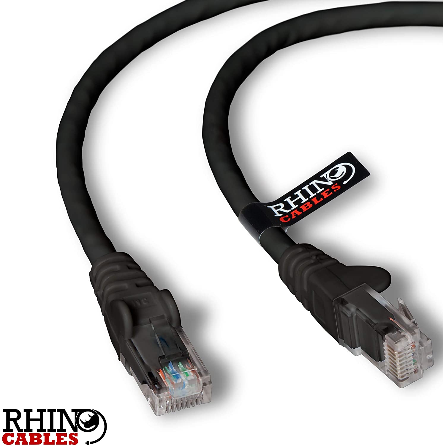 rhinocables CAT 6 High-Speed Gigabit Ethernet Cable - Patch Network Lead for LAN, Black, 1m