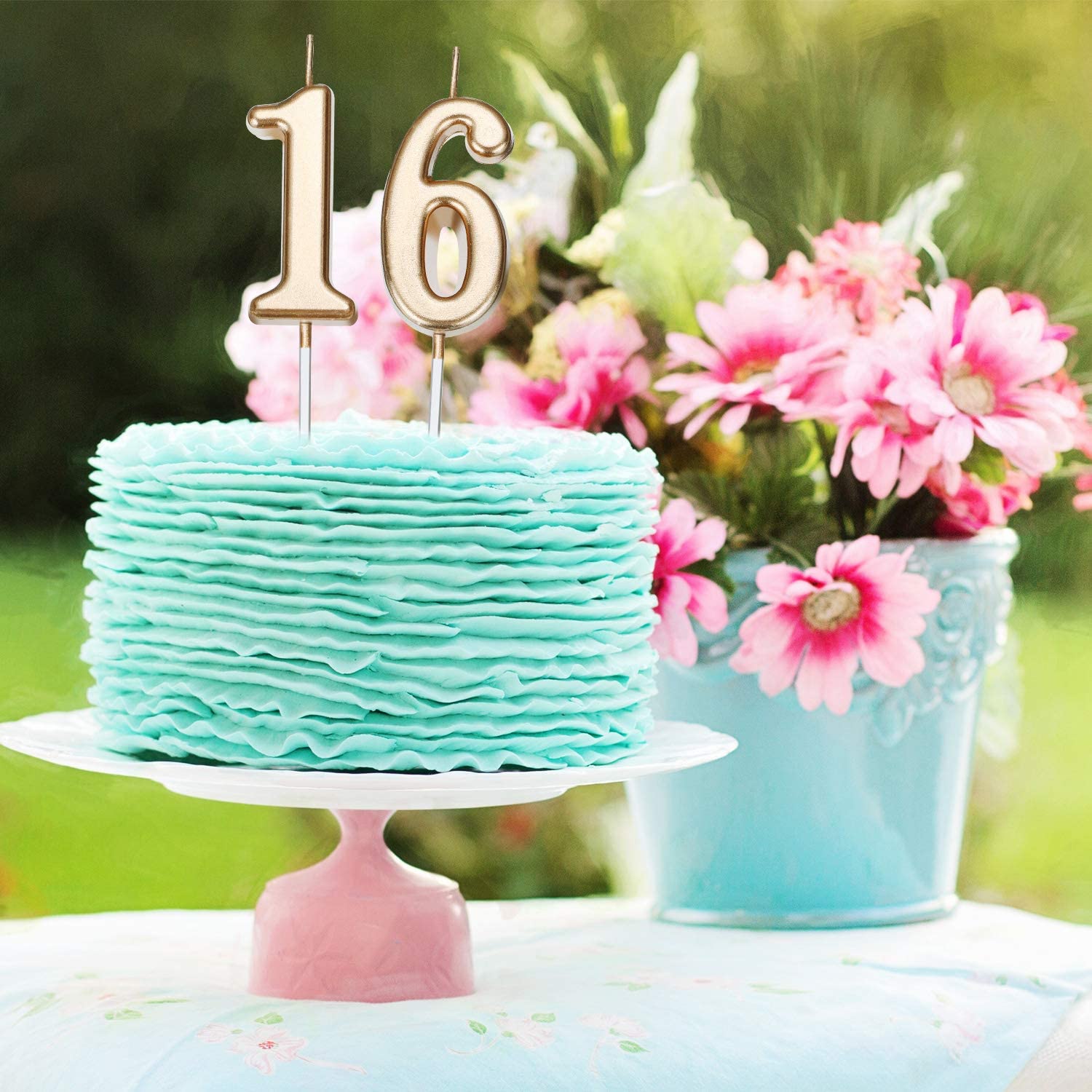 Yaomiao 10 Pieces Birthday Numeral Candles Cake Numeral Candles Number 0-9 Glitter Cake Topper Decoration for Birthday Party Favor (Champagne Gold) - Image 4