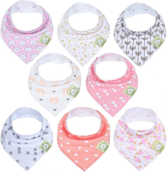 Baby Bandana Drool Bibs - Bandana Bibs for Boys by KeaBabies- Super Absorbent Bandana Drool Bibs - Teething Bibs - Organic Cotton Baby Bibs for Infant, Toddler - 8 Pack Bibs Set (Pink Dream)