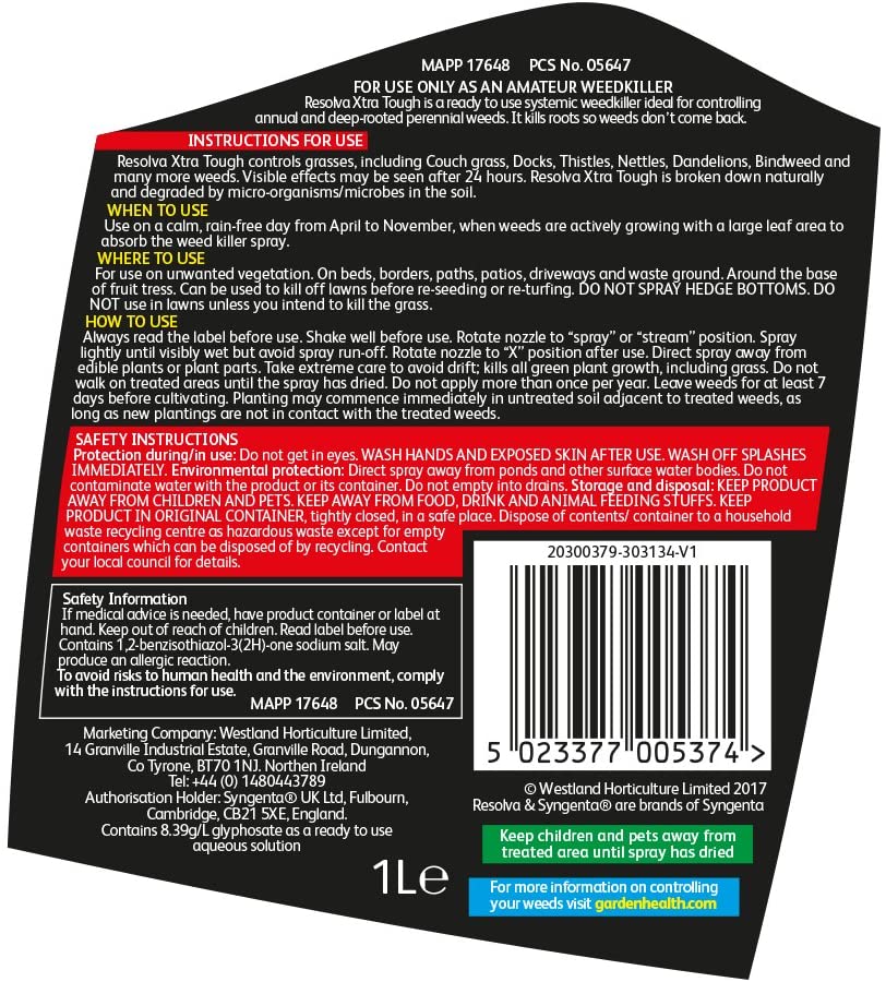 Resolva Xtra Tough Ready to Use Weedkiller, 1 L - Image 3