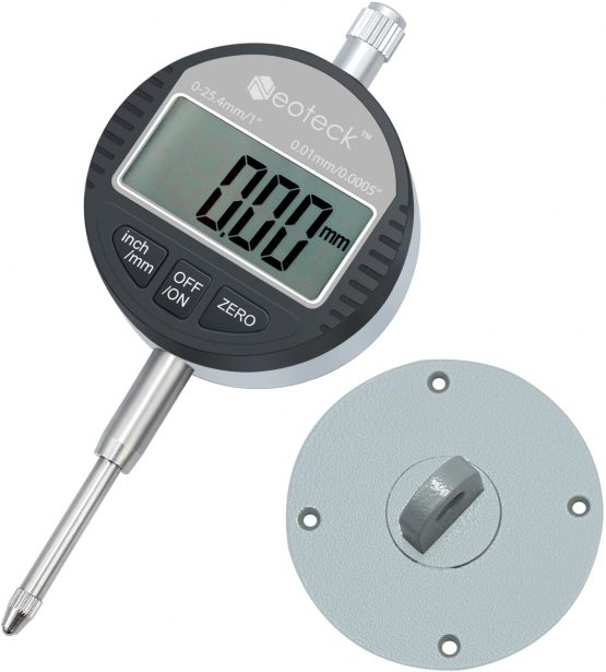 Neoteck DTI Digital Dial Indicator 0.01mm/0.0005'' Digital Probe Indicator Dial Test Gauge Range 0-25.4mm/1'' Dial Test Indicators Electronic Indicator Gauge