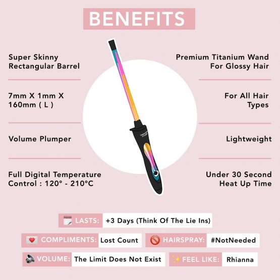 CHOPSTICK STYLER HEROINE Curling Wand, 10mm Super Skinny Rectangular Ceramic Barrel for Tight Long Lasting Chopstick Curls for Long & Short Hair with Heat Glove - Image 3