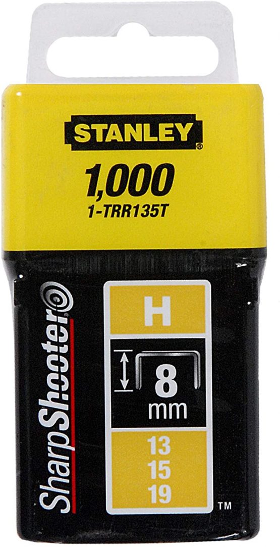 Stanley 1-TRR135T Type H Staples, Silver, 8 mm, Set of 1000 Pieces