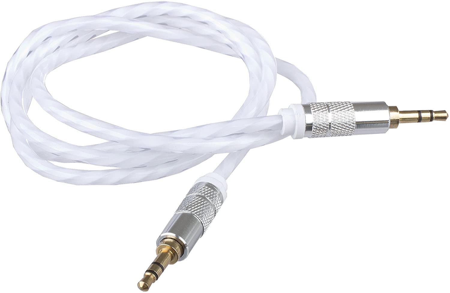 Lilware 0.9 m Braided Woven Fabric Transparent PVC Jacket Aux Audio Cable with 3.5 mm Jack Male to Male Cord for Multimedia Devices - Image 2