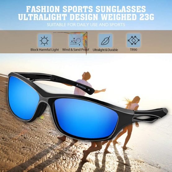 Bloomoak Cycling Sunglasses/Polarized Sport Sunglasses/UV Protection / TR90 Unbreakable Frame - Fit for Driving/Running/Sunglasses(Blue) - Image 2