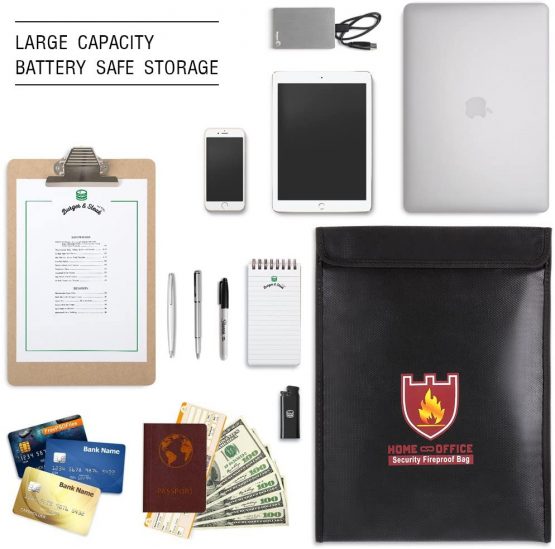 Fireproof Document Bag, 15" x 11" Solid Silicone Coated Fire Resistant & Water Resistant Money Bag Fireproof Safe Storage for Money, Documents, Jewelry, Zipper Closure for Maximum Protection - Image 4