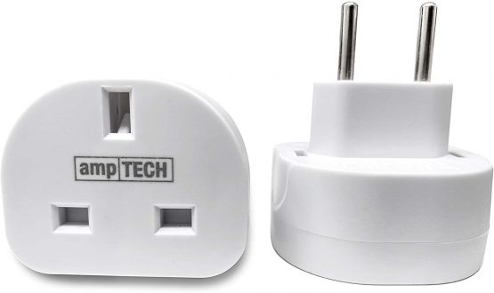 Xoltz UK to European Plug Adapter - 1 Pack Travel Socket Converter Adaptor to EU Euro Europe Countries Including Germany, France, Italy, Portugal, Spain, Turkey Including Brazil, Type C E F